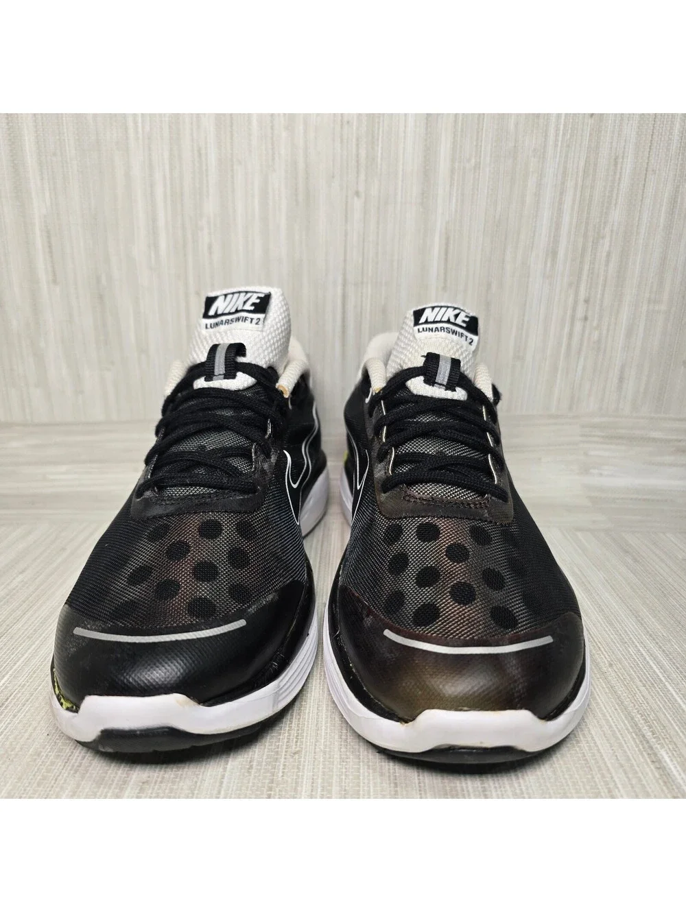 Nike LunarSwift+ 2 Polka Dot Black White Men’s 8.5 Running Shoes 443840-001